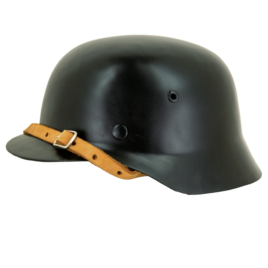 WWII M35 German SS Combat Helmet - Black - Reddick Militaria