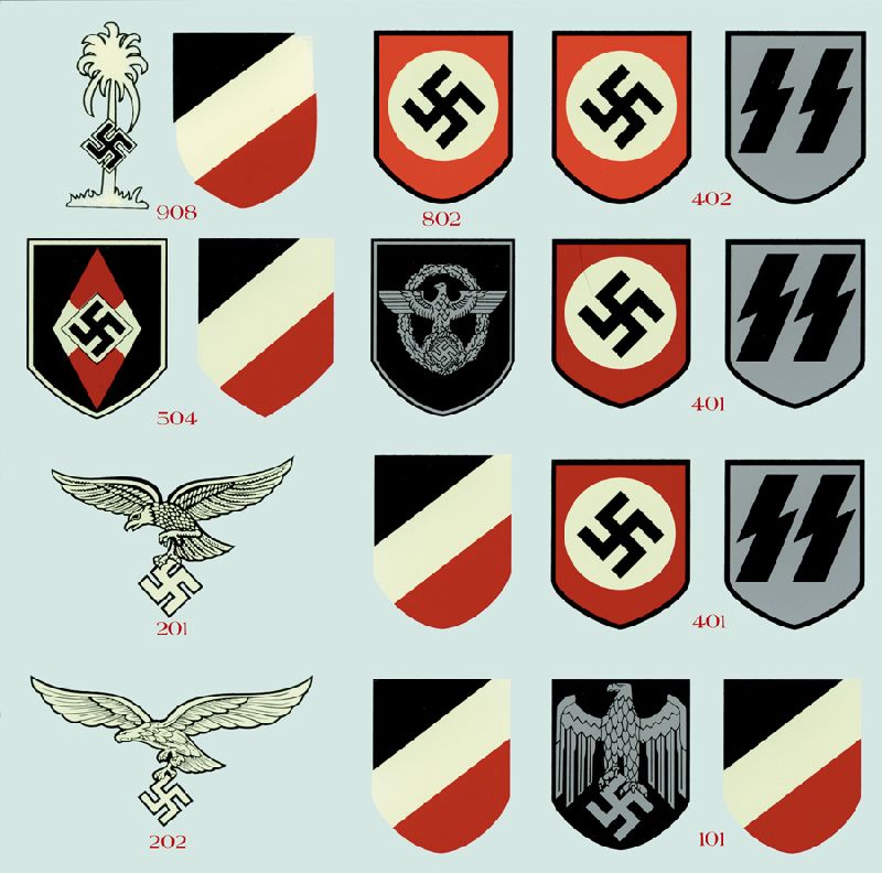 WW2 German Helmet Decals Sheet 1 Decal Set Reddick Militaria