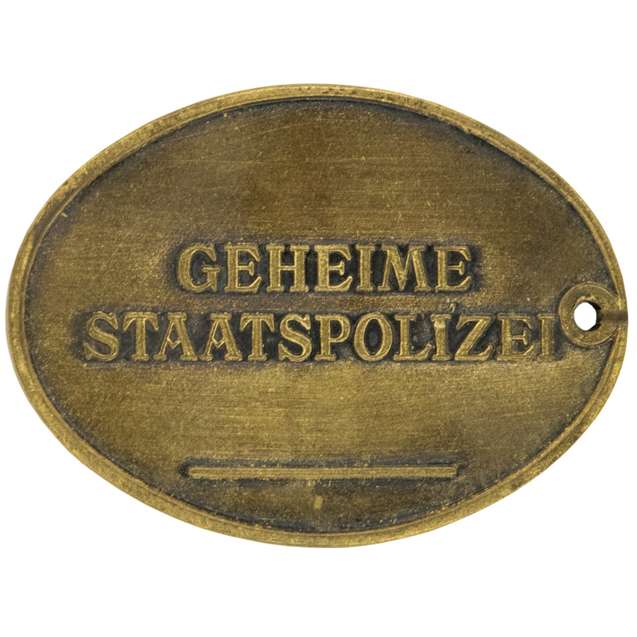 German WWII Gestapo ID Tag Warrant Disc in Bronze Reddick Militaria